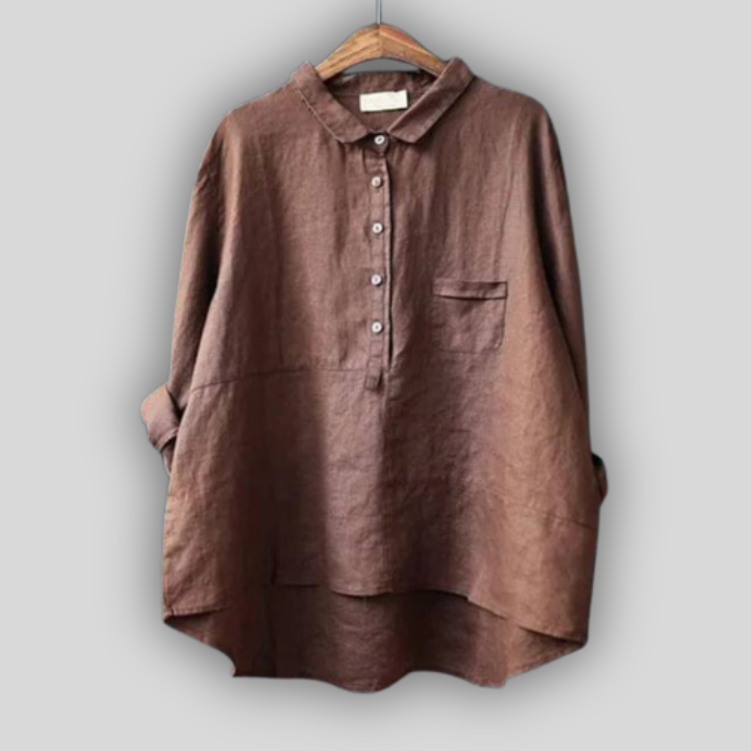 Линена блузка зелена проста