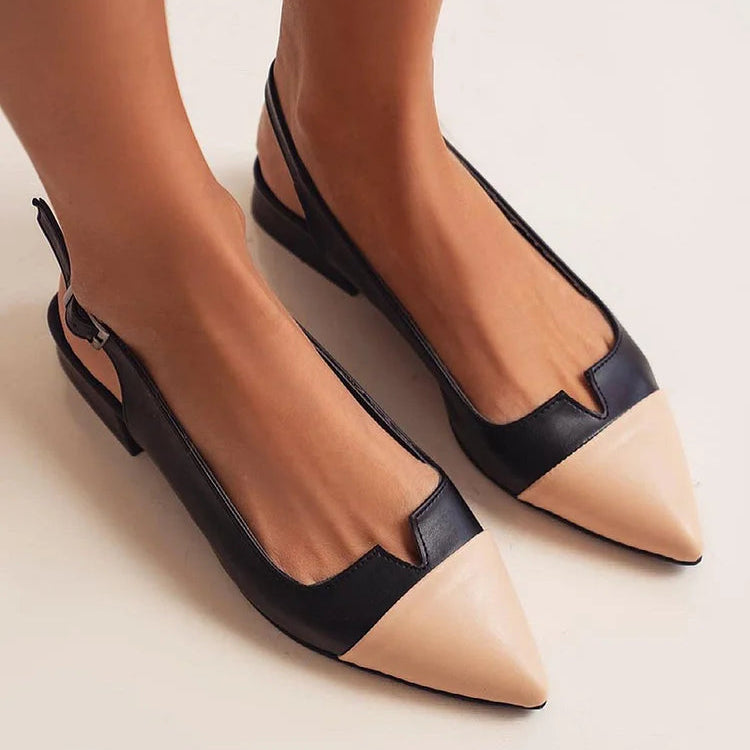 Йоана | Елегантни балерини с контрастен пръстен и двуцветни акценти за изискан вид