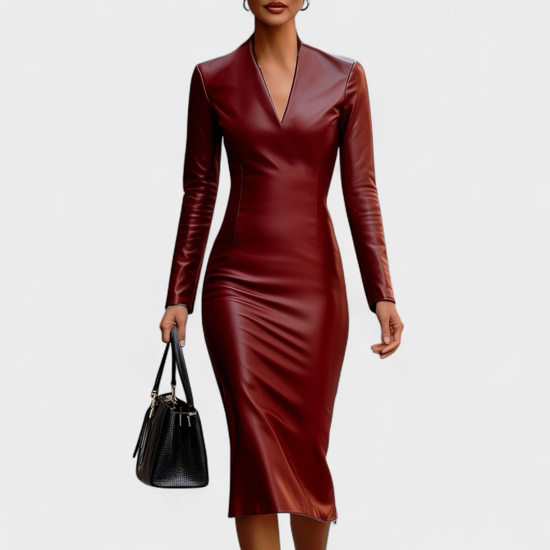 Лада - Тясна рокля от изкуствена кожа