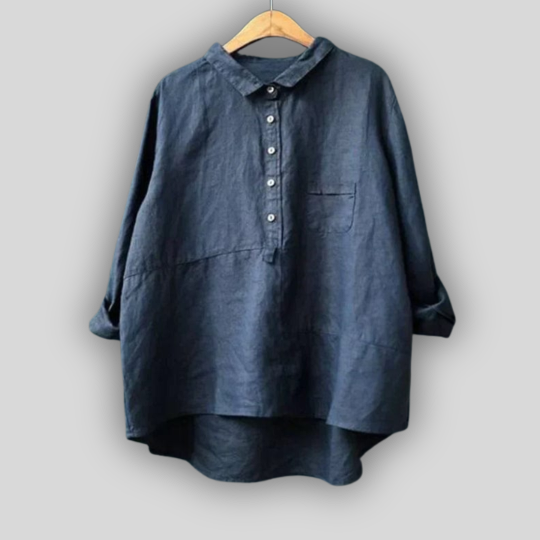 Линена блузка зелена проста