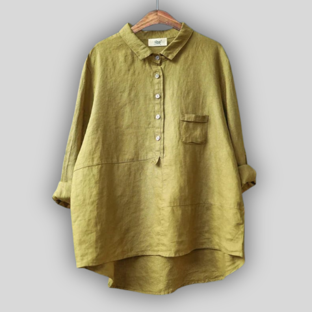 Линена блузка зелена проста