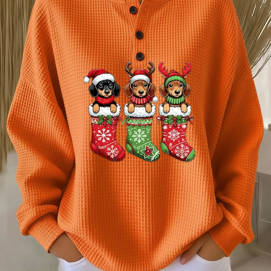 Грете | Винтидж Коледна Пуловер с Мотив на Куче