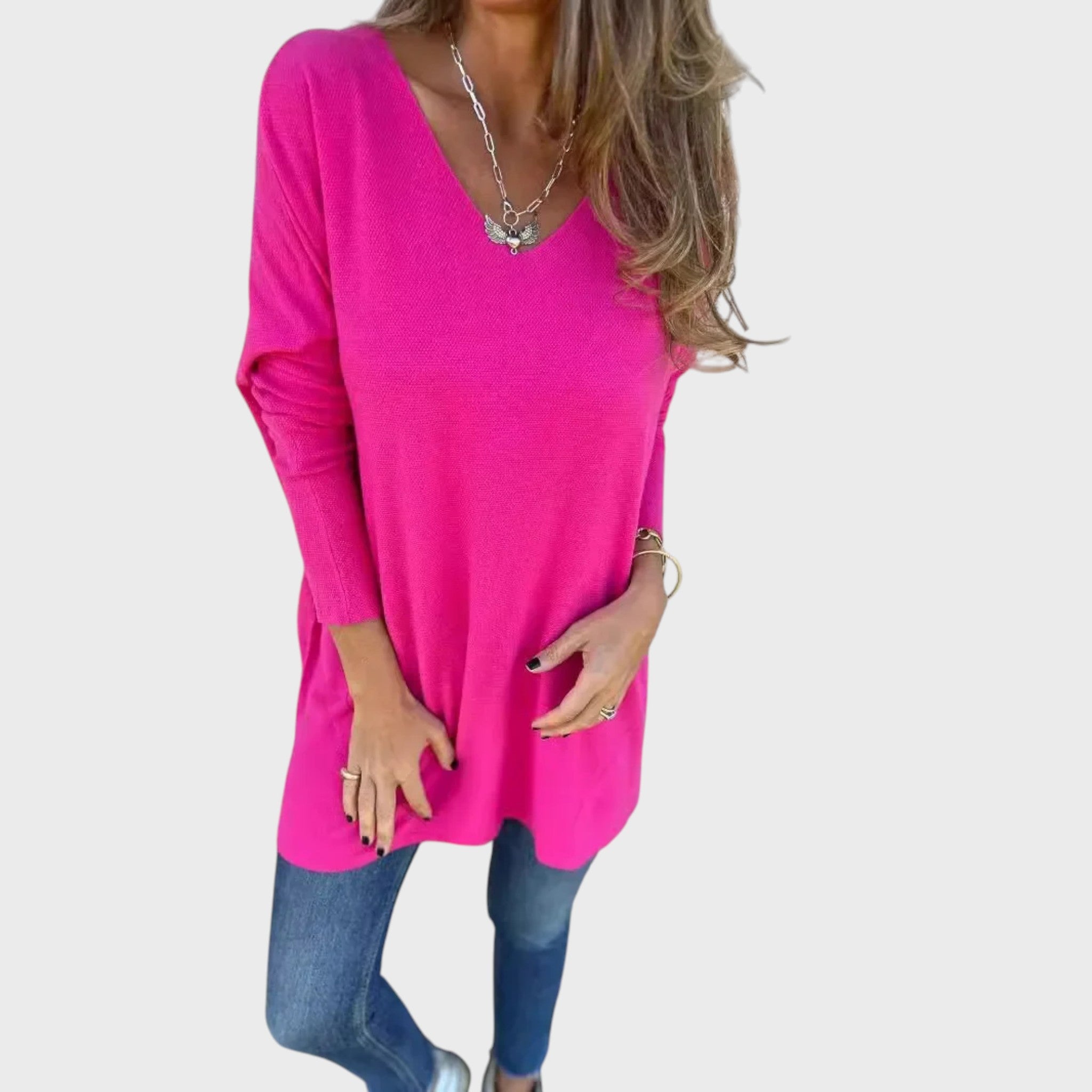 Гергана - Релаксирана дамска блуза с V-деколте