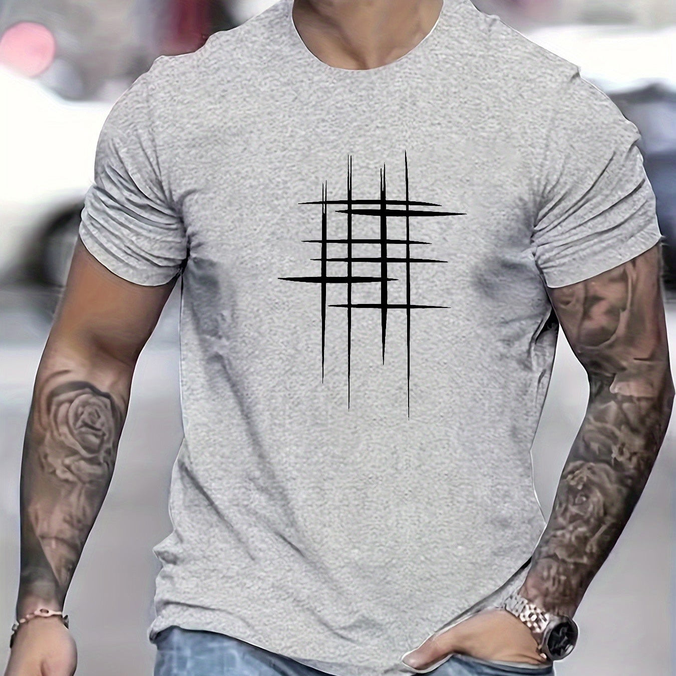 Анастас - Стилен тениска с кръгло деколте и графичен принт