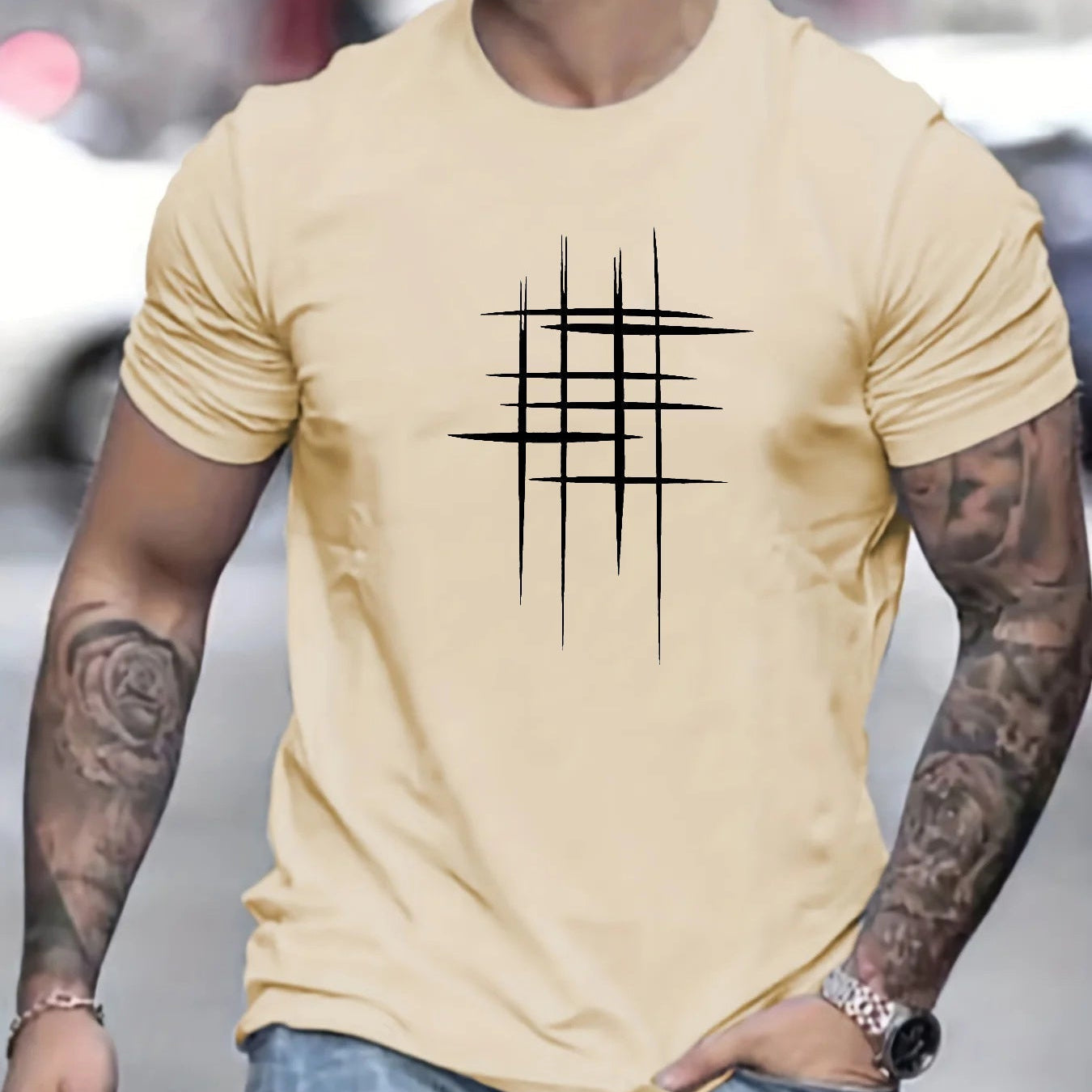 Анастас - Стилен тениска с кръгло деколте и графичен принт