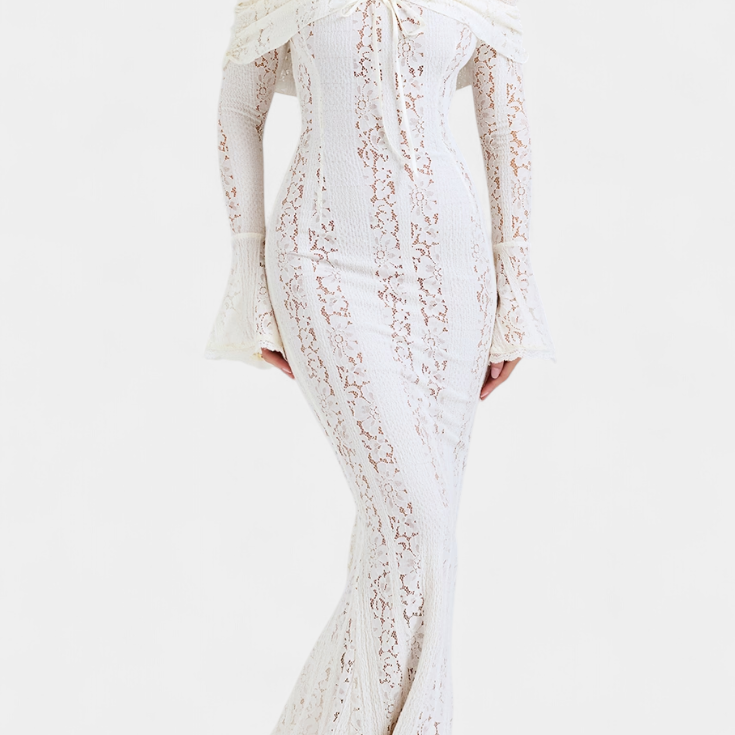 Макси рокля "Josipa" с открити рамена от Дантела