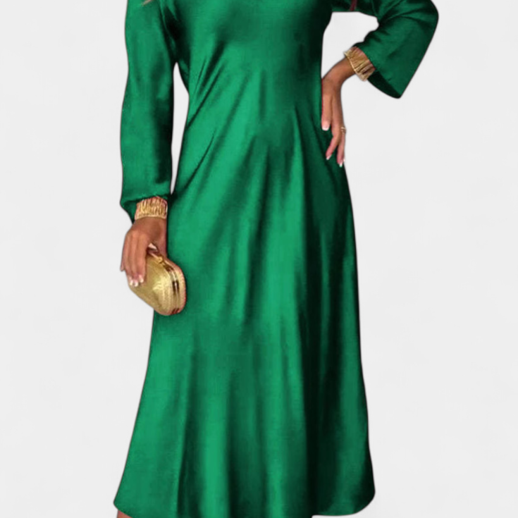 Мартина Плавна Рокля с V Изрез и Дълги Ръкави