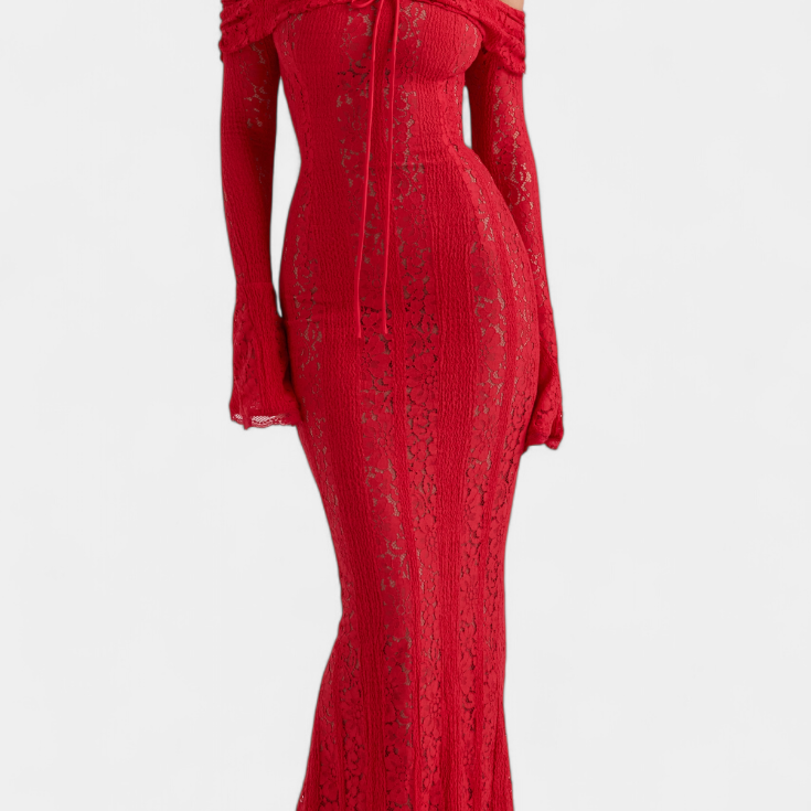 Макси рокля "Josipa" с открити рамена от Дантела