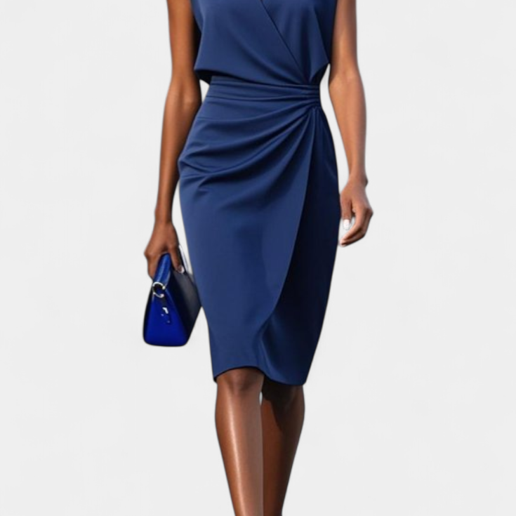 Маша Миди Рокля с Дълги Ръкави и Кръгло Деколте