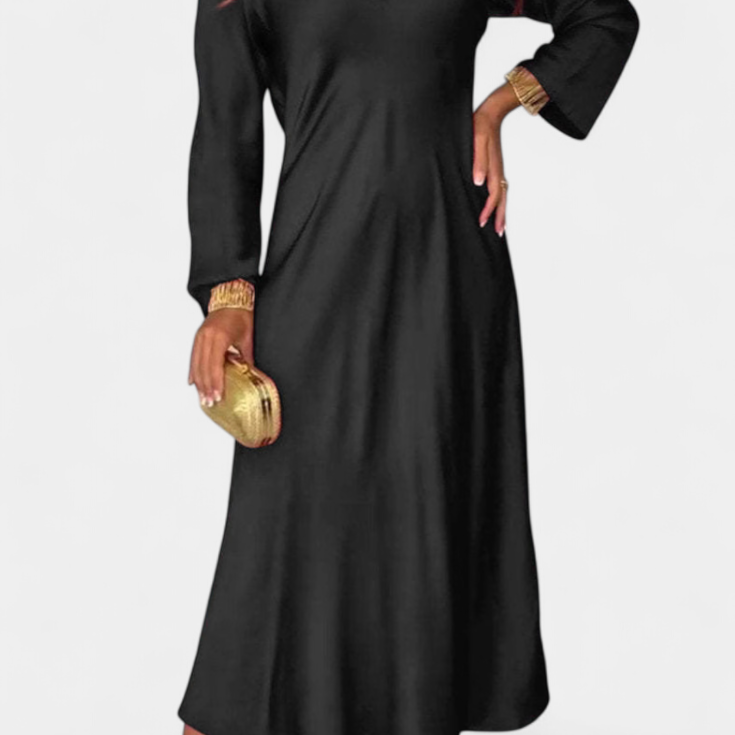 Мартина Плавна Рокля с V Изрез и Дълги Ръкави